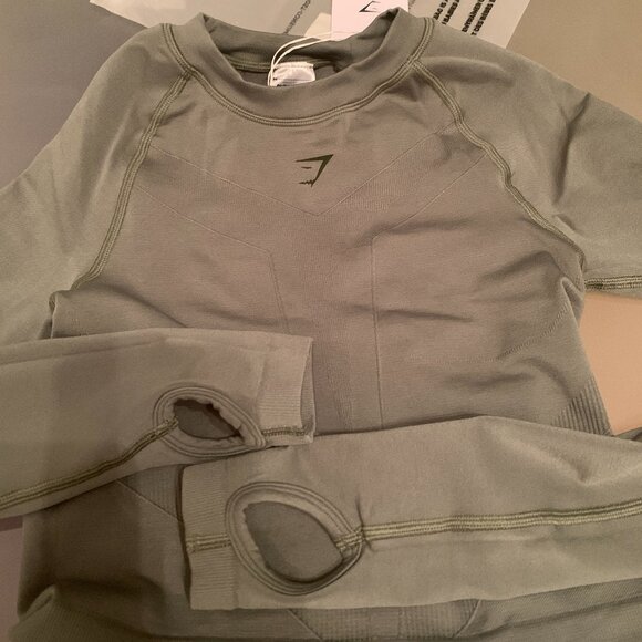 BNWT GYMSHARK Activate Long Sleeve Top Force Green Sold Out XS - Picture 5 of 8